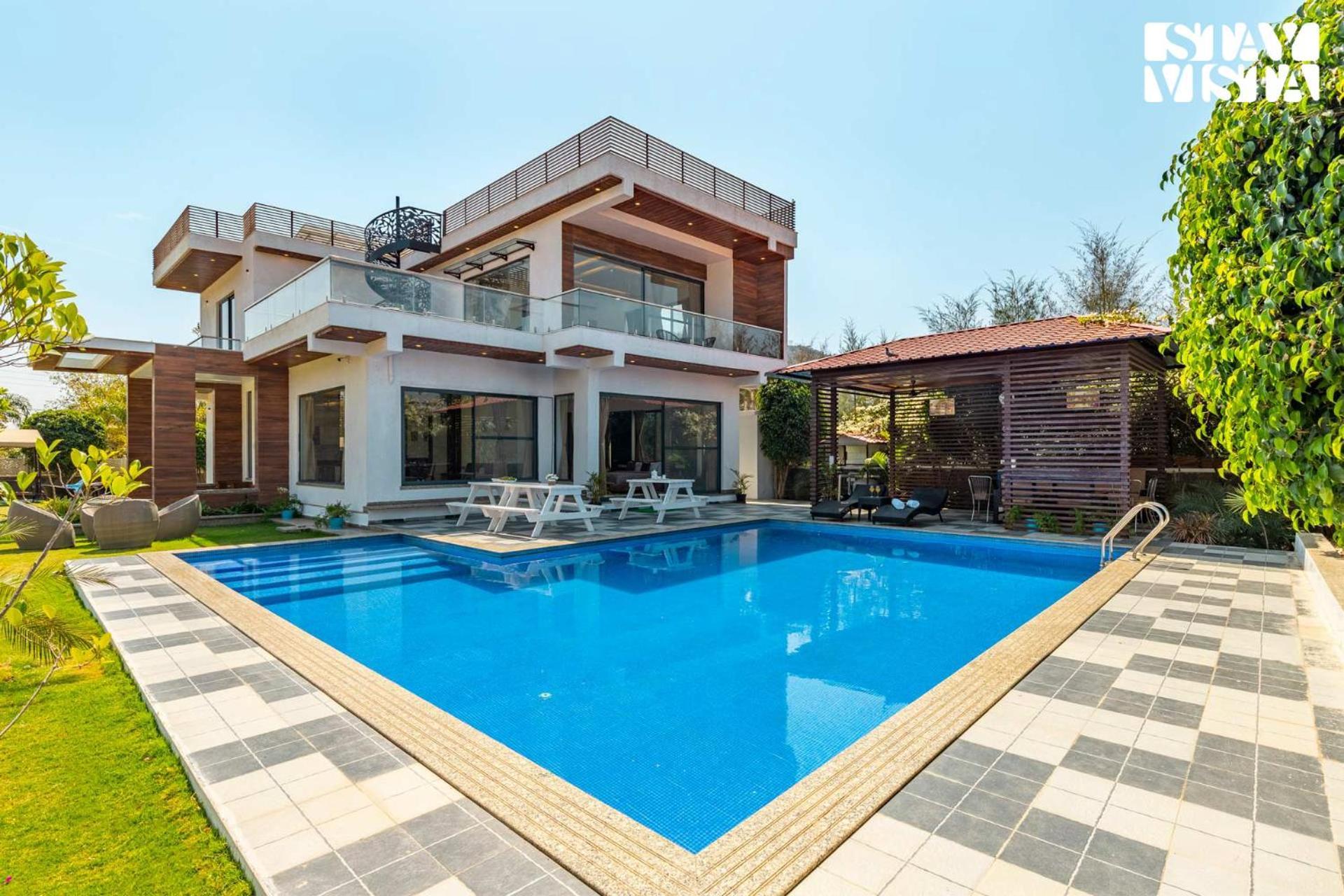 Stayvista'S Bella Dream - Mountain-View With Outdoor Pool, Lawn Featuring A Gazebo & Indoor Games Udaipur Esterno foto
